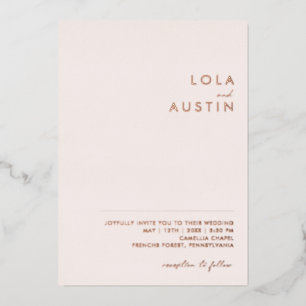 Invitation En Aluminium Moderne Blush Et Rose Gold Décontracté Mariage R