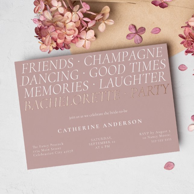 Invitation En Aluminium Moderne Blush Pink Fun Words Bachelorte (Créateur téléchargé)