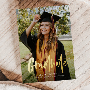 Invitation En Aluminium Moderne Calligraphie simple Deux diplômes de photo