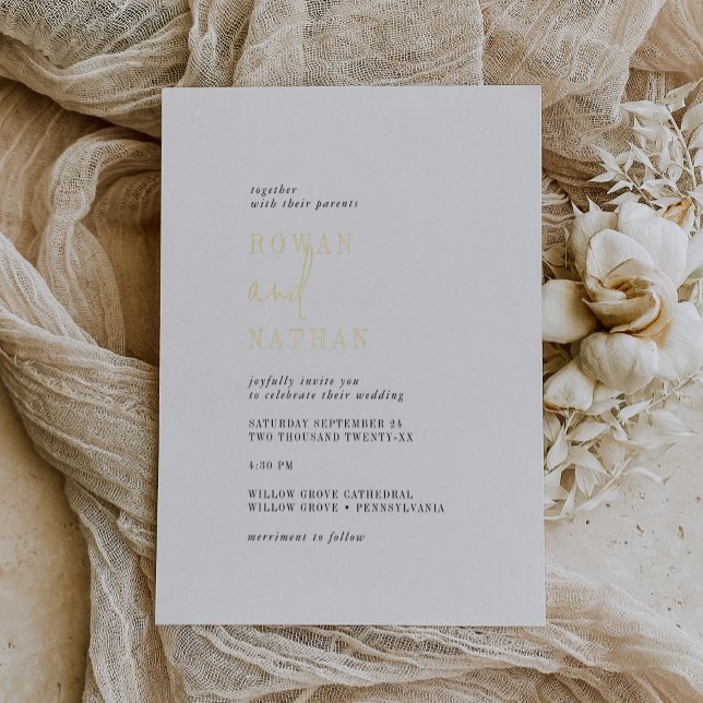 Invitation En Aluminium Moderne Chic Gold Foil Noir Blanc Décontracté Mari (Créateur téléchargé)