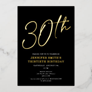 Invitation En Aluminium Moderne Chic Script trentième 30ème anniversaire f