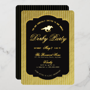 Invitation En Aluminium Moderne Derby de course de chevaux noir et or Éque