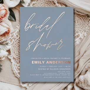 Invitation En Aluminium Moderne Dusty Blue Rose Gold Fête des mariées chic