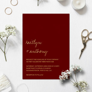 Invitation En Aluminium Moderne Écriture Minimaliste Mariage Réel