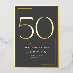 Invitation En Aluminium Moderne Élégance Minimale Cinquantième Anniversair