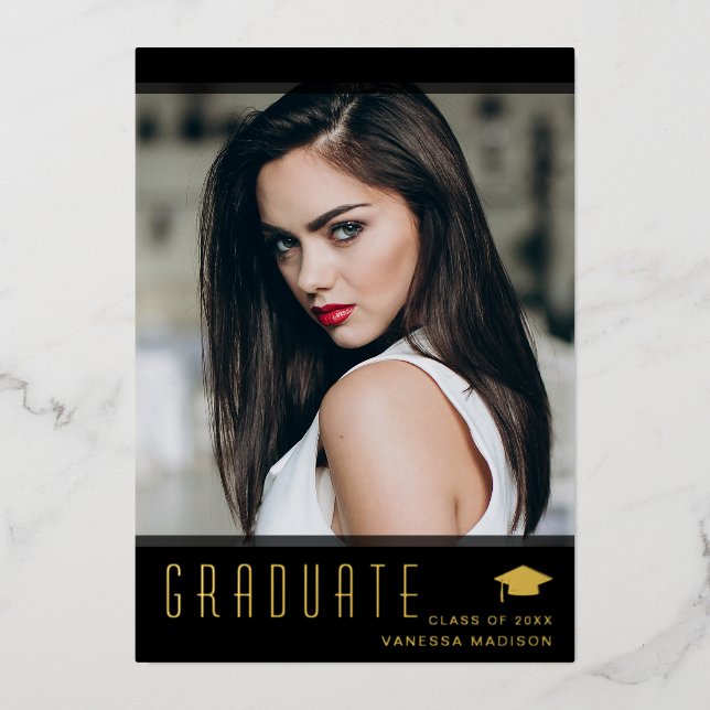 Invitation En Aluminium Moderne Élégant Diplômé élégant Photo (Recto)