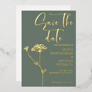 Invitation En Aluminium Moderne Elegant Floral Sage Green Enregistrer la d