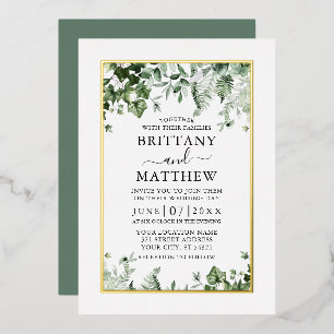 Invitation En Aluminium Moderne Elégant Ivy Ferns Sage Green Mariage Gold