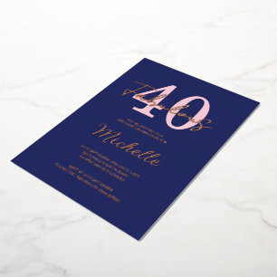 Invitation En Aluminium Moderne fête d'anniversaire 40 ans et fabuleuse