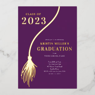 Invitation En Aluminium Moderne Golden Tassel Graduation