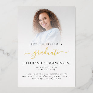 Invitation En Aluminium Moderne Grad 2023 Photo Graduation Party Gold Real