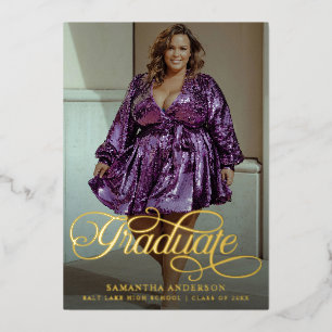 Invitation En Aluminium Moderne Graduate Script 2 Photos Graduate Party