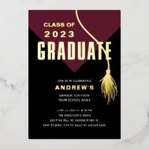 Invitation En Aluminium Moderne Gras Vin Grad Casquette Grad