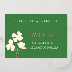 Invitation En Aluminium Moderne Green Irish Four Leaf Clover Sauvez la dat