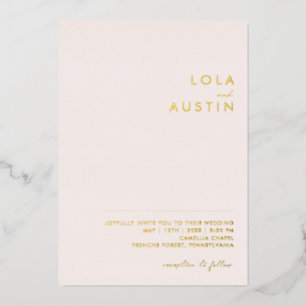 Invitation En Aluminium Moderne Minimal Blush Et Or Décontracté Mariage Ré