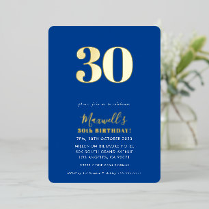 Invitation En Aluminium MODERNE MINIMAL simple 30e anniversaire bleu