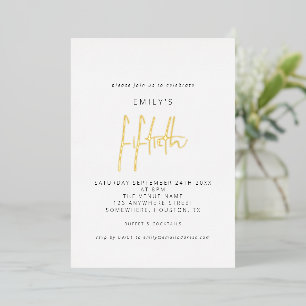 Invitation En Aluminium Moderne minimaliste 50e anniversaire Script de fêt
