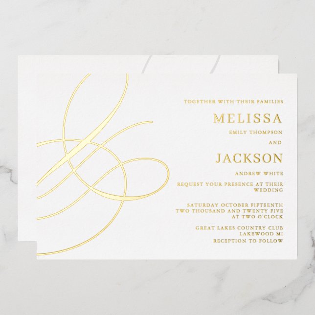 Invitation En Aluminium Moderne minimaliste élégant Mariage d'habitacle (Recto/Verso)