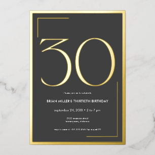 Invitation En Aluminium Moderne minimaliste Élégant Trente Anniversaire
