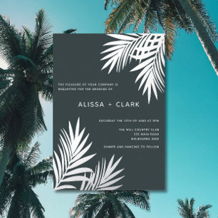 Invitation En Aluminium Moderne minimaliste élégante Fronds de palmier Mar