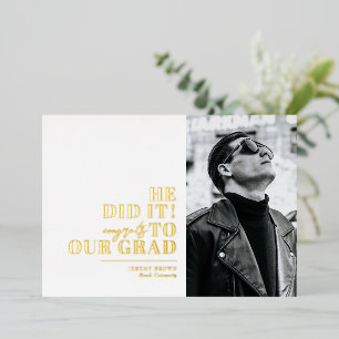 Invitation En Aluminium Moderne minimaliste Horizontal 3 Photos Graduation