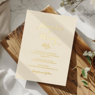 Invitation En Aluminium Moderne minimaliste ligne Rose d'or Mariage d'art