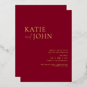 Invitation En Aluminium Moderne minimaliste Mariage Bourgogne