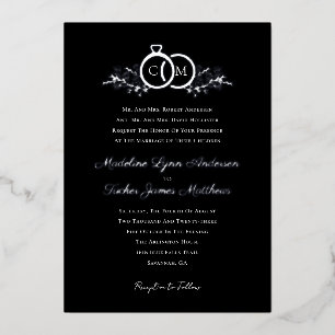 Invitation En Aluminium Moderne minimaliste Mariage de script Silver Foil