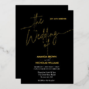 Invitation En Aluminium Moderne minimaliste Mariage noir et or