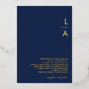 Invitation En Aluminium Moderne Minimaliste Mariage Réel Nuit Et Or Monogr