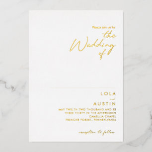 Invitation En Aluminium Moderne Minimaliste   Or Le Mariage De Réel