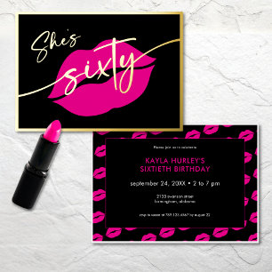 Invitation En Aluminium Moderne Minimaliste Rose Lips She's Soixante Anniv