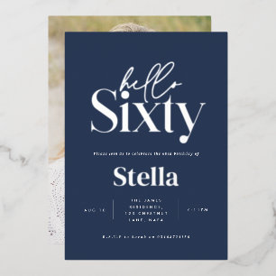 Invitation En Aluminium Moderne minimaliste simple bleu marine 60 ans