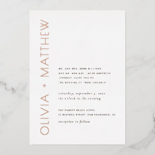 Invitation En Aluminium Moderne minimaliste simple typographie or mariage