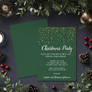 Invitation En Aluminium Moderne minimaliste Vert Noël Party Gold