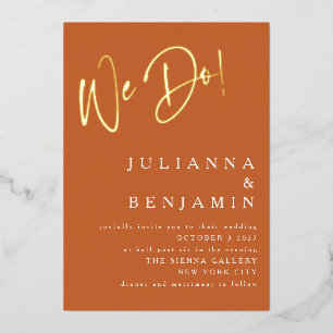 Invitation En Aluminium Moderne Nous Faisons Élégant Mariage Orange Brûlé