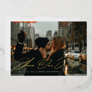 Invitation En Aluminium Moderne Photo de Save the Date Écriture Tendance
