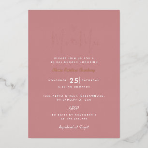 Invitation En Aluminium Moderne Puce Pink Heart Ms à Mme Fête des mariées