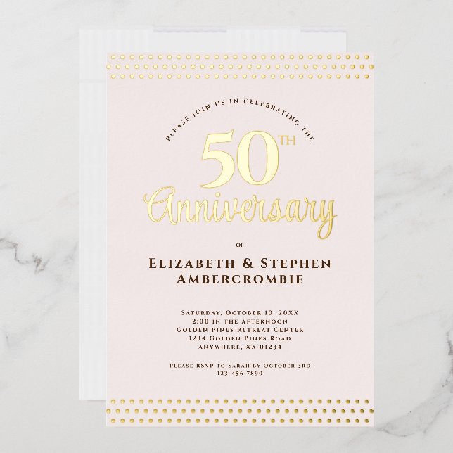 Invitation En Aluminium Moderne rose saumon pour 50e anniversaire de maria (Enveloppe)
