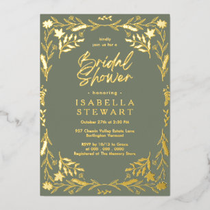 Invitation En Aluminium Moderne Sage Green Chic Boho Fête des mariées Flor