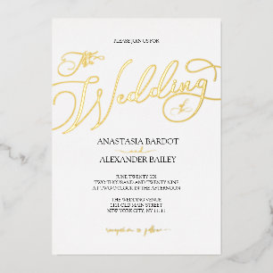 Invitation En Aluminium Moderne Script Calligraphie Mariage de luxe Real G