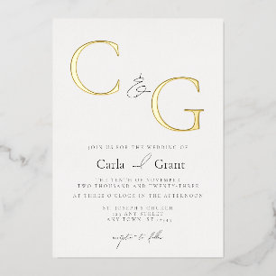 Invitation En Aluminium Moderne Simple Grand Mariage Monogramme