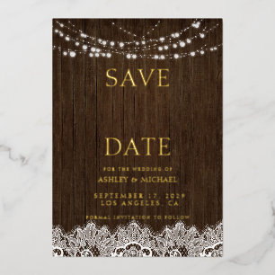 Invitation En Aluminium Moderne Simple Rustic Twinkle Mariage Économisez T