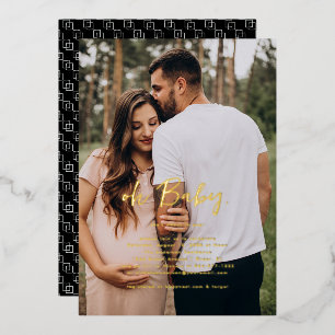 Invitation En Aluminium Mon bébé Baby shower photo simple