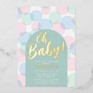 Invitation En Aluminium Mon bébé Baby shower Pois