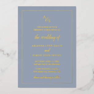 Invitation En Aluminium Monogramme bleu foncé simple Mariage élégant