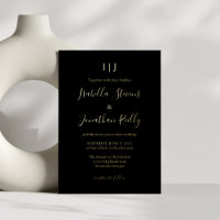 Monogramme classique minimaliste Mariage Black Gol