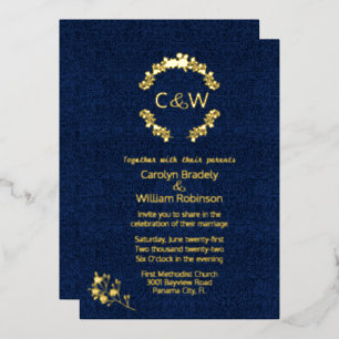 Invitation En Aluminium Monogramme dans une guirlande florale Mariage dama