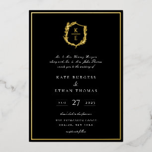 Invitation En Aluminium Monogramme de blason botanique de mariage