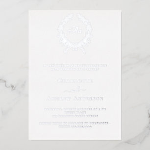 Invitation En Aluminium Monogramme de couronne d'argent 25e anniversaire d